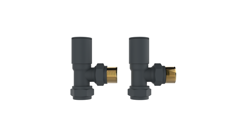 SENA Angled Round Anthracite Radiator Valves - Anthracite Grey