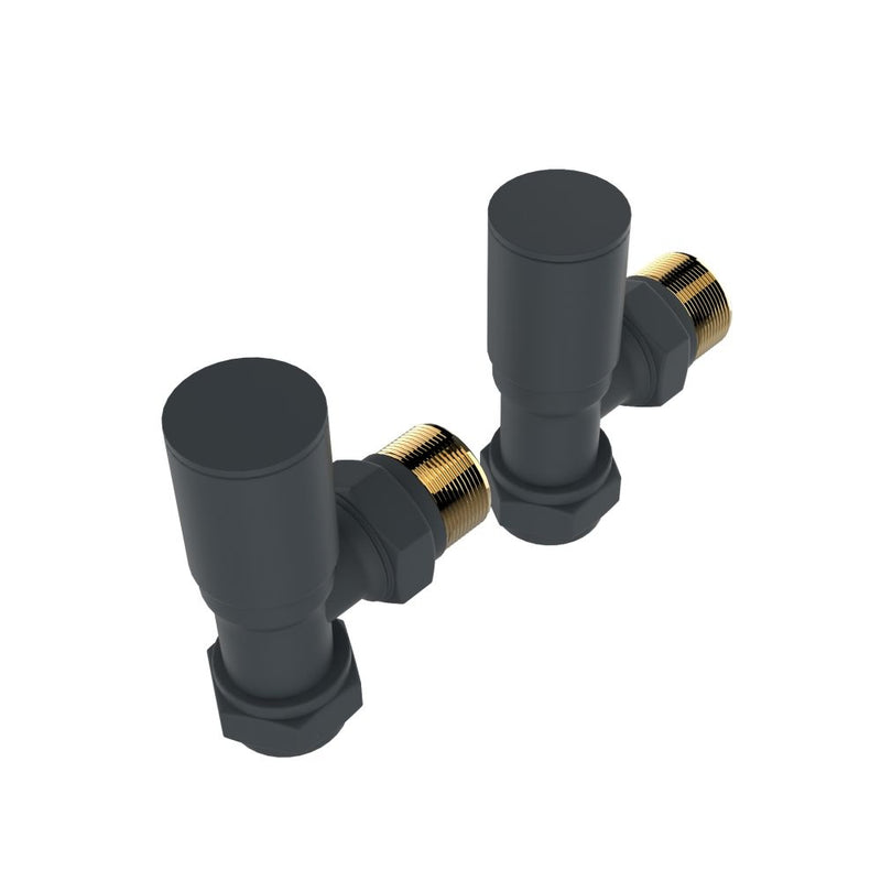SENA Angled Round Anthracite Radiator Valves - Anthracite Grey