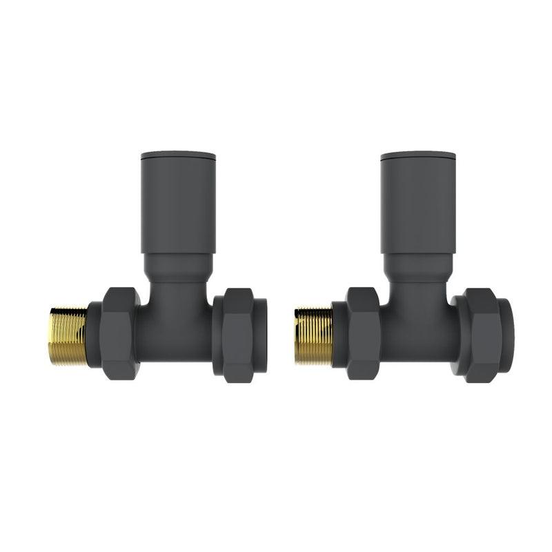 SENA Straight Round Anthracite Radiator Valves - Anthracite Grey