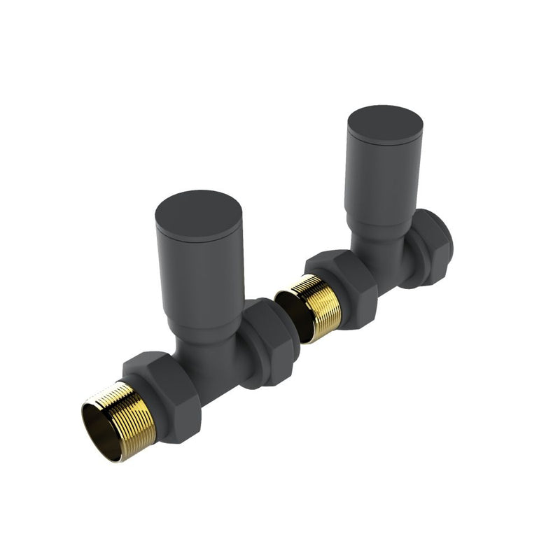 SENA Straight Round Anthracite Radiator Valves - Anthracite Grey