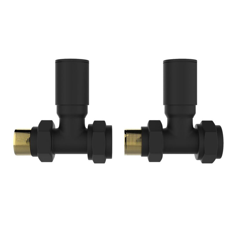 SENA Noir Straight Round Black Radiator Valves - Matt Black