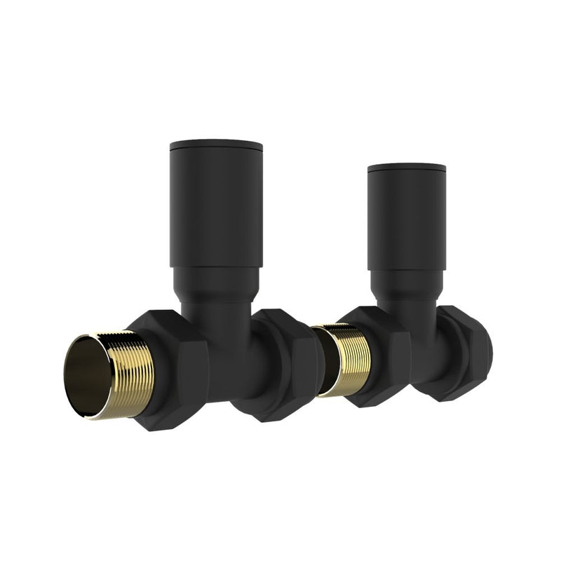 SENA Noir Straight Round Black Radiator Valves - Matt Black