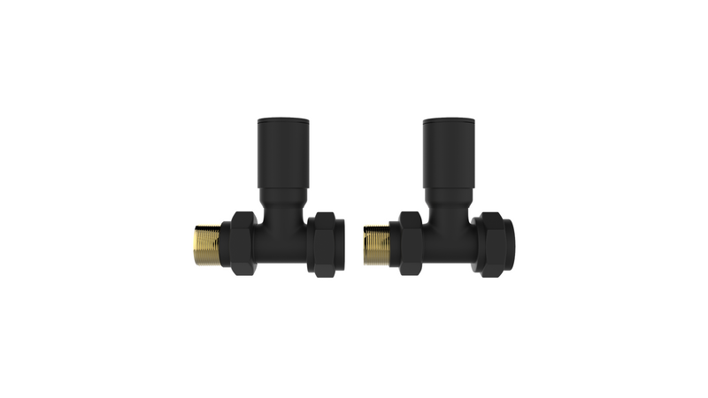 SENA Noir Straight Round Black Radiator Valves - Matt Black