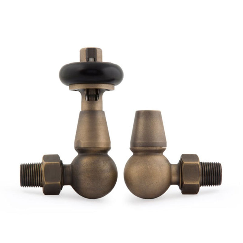 SENA Savoy Traditional Thermostatic Corner Radiator Valves - Antique Bronze