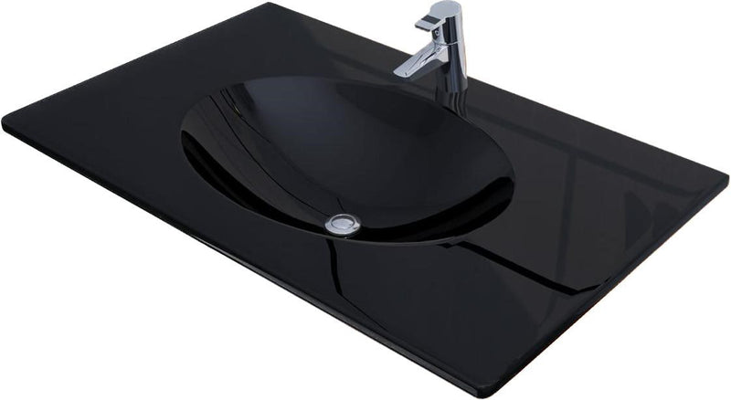 Banyetti Noir Black 600mm Integrated Designer Wash Basin - Gloss Black