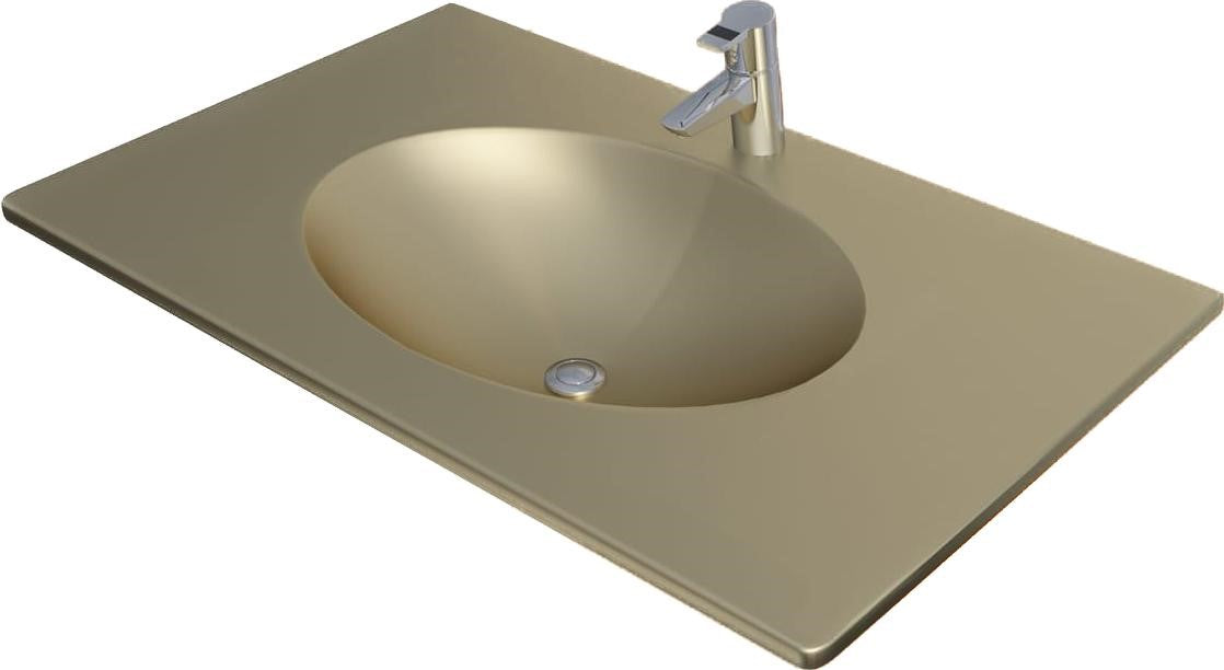 Banyetti Noir Gold 800mm Integrated Designer Wash Basin - Polished Gold
