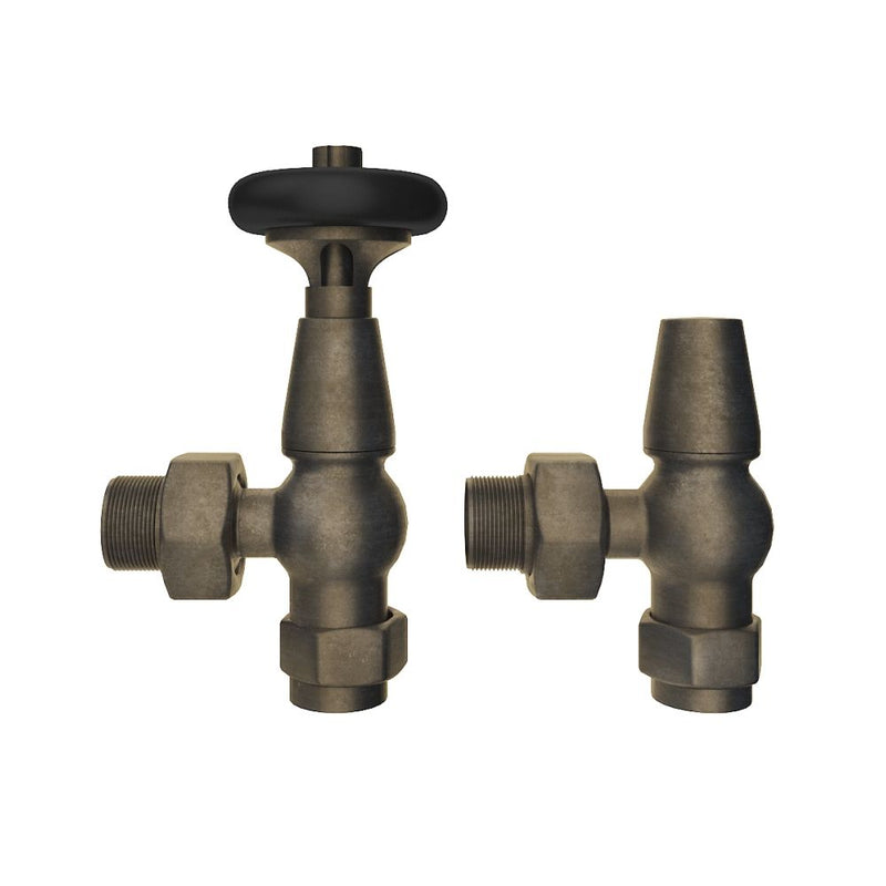 SENA Savoy Traditional Angled Radiator Valves - Antique Bronze