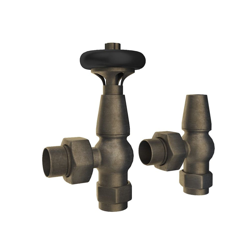 SENA Savoy Traditional Angled Radiator Valves - Antique Bronze