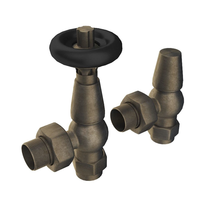 SENA Savoy Traditional Angled Radiator Valves - Antique Bronze